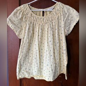 LOFT Light Yellow Floral Blouse